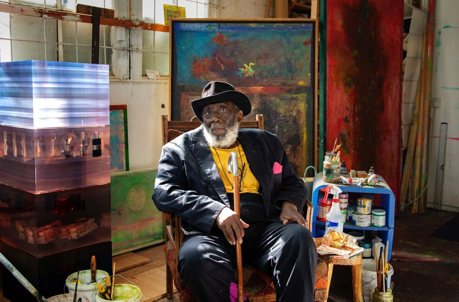 Sir Frank Bowling RA OBE 2020 photo by Sacha Bowling courtesy the artist smaller