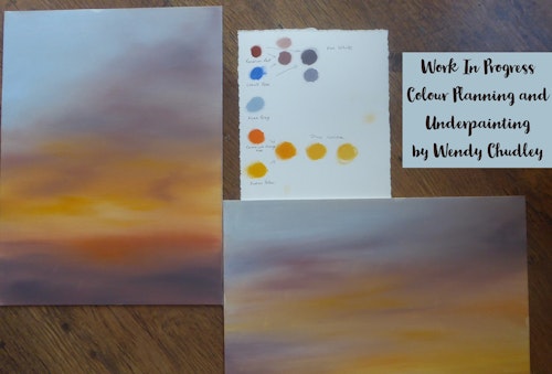 Wendy Chudley preparation for pastel painting Sunset